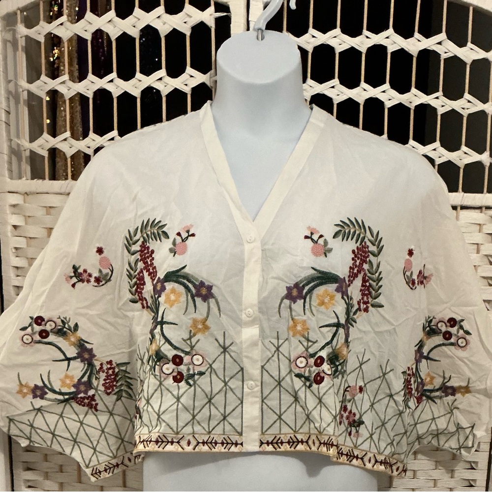 Floral Embroidered Women's Top
